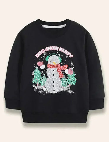 Bedrucktes Sweatshirt für Weihnachts-Disc- und Schneeparty