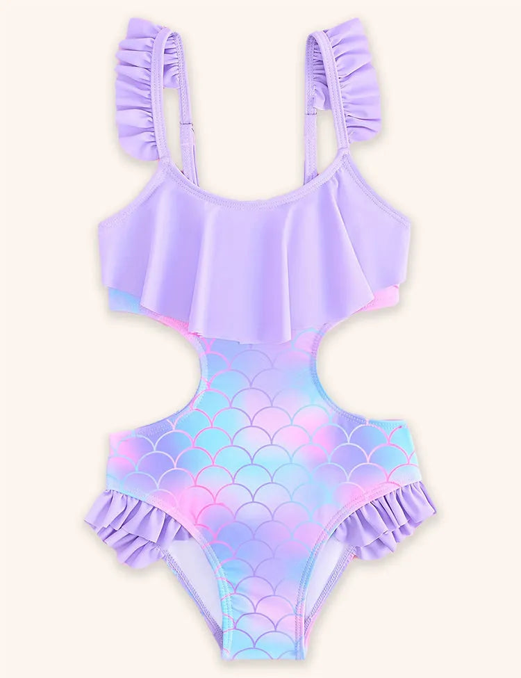 Lovely Ruffle Edge Pattern Swimsuit