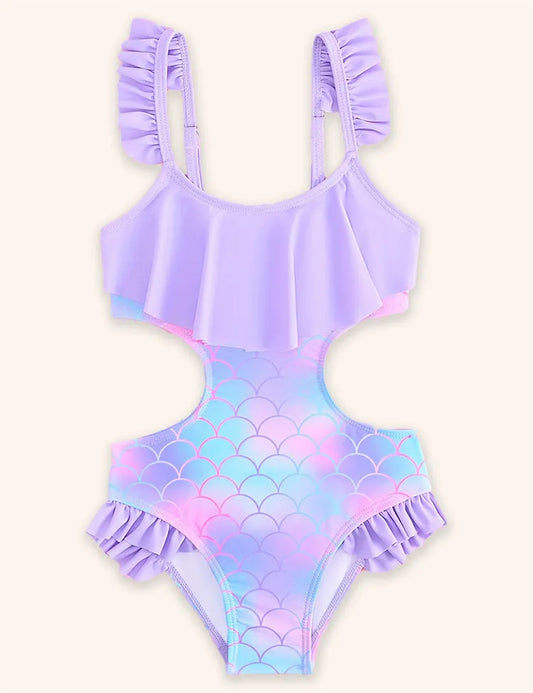Lovely Ruffle Edge Pattern Swimsuit