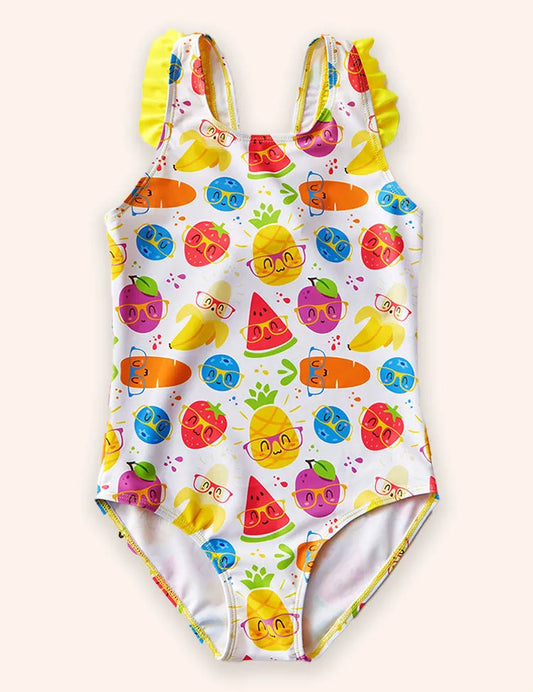 Summer Fruit Print Lace Swimsuit