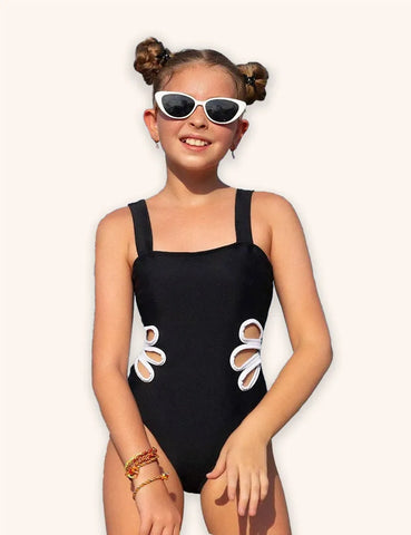 Solid Color Hollow Swimsuit