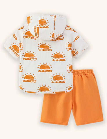 Set con cappuccio stampato sole