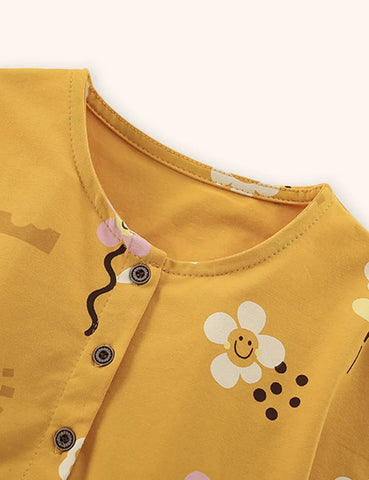 Flower Printed Button Dress