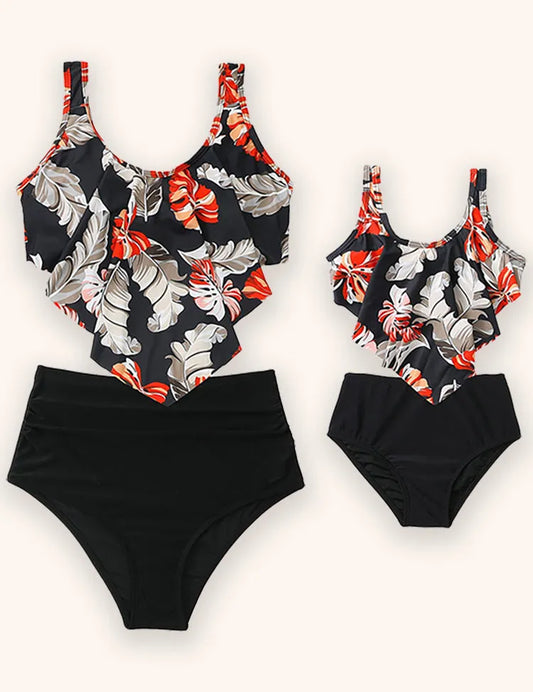 Parent-child high-waisted bikini swimsuit