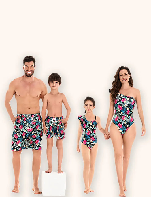 Maillot de bain assorti famille de fleurs