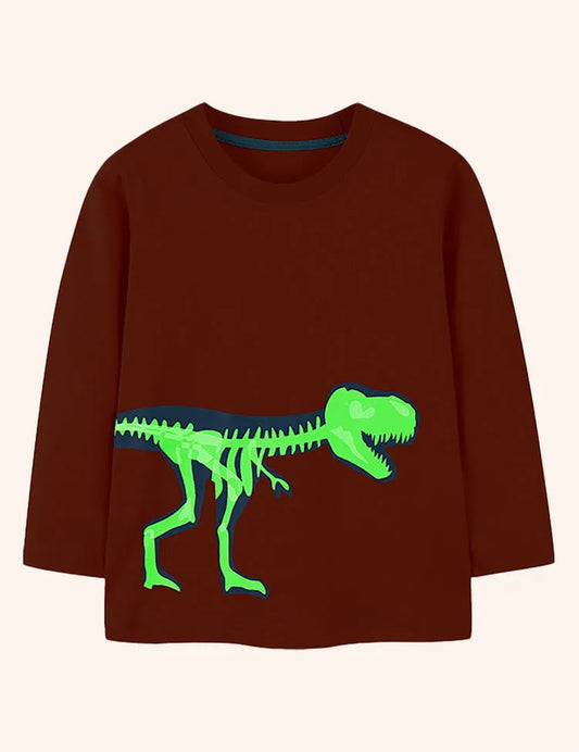 T-shirt a maniche lunghe con dinosauro luminoso