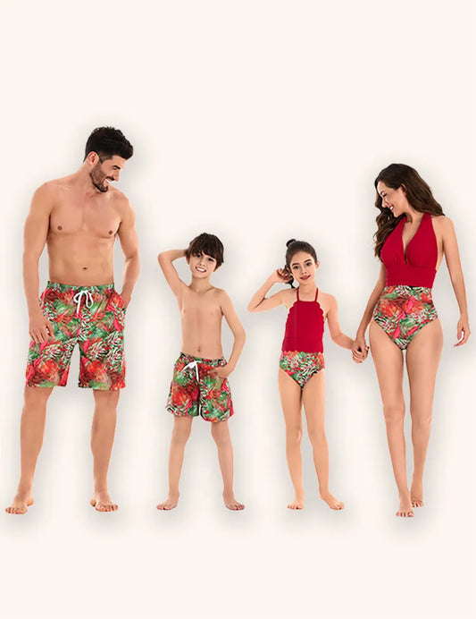 Maillot de bain assorti familial Leaves