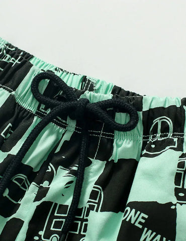 Kariert Bedruckte Baumwoll-Shorts