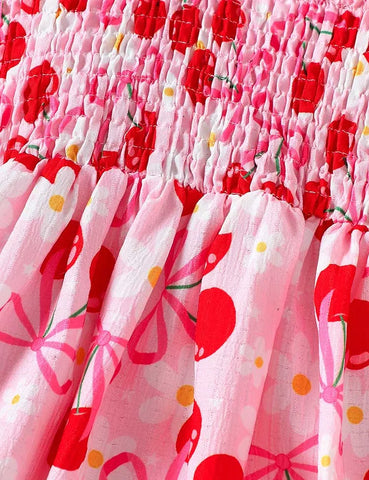 Cherry Suspender Printed Dress