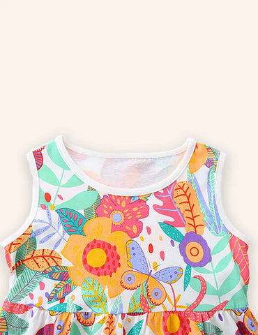 Cartoon Printed Cotton Dress