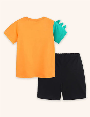 Set di t-shirt stampate con dinosauro dei cartoni animati