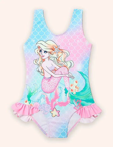Maillot de bain en dentelle imprimé sirène