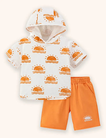 Set con cappuccio stampato sole
