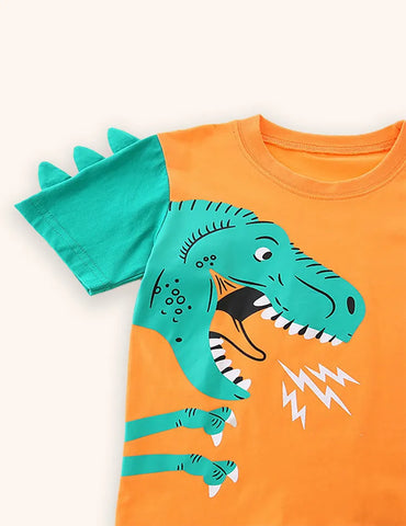 Set di t-shirt stampate con dinosauro dei cartoni animati