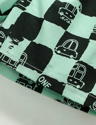Kariert Bedruckte Baumwoll-Shorts