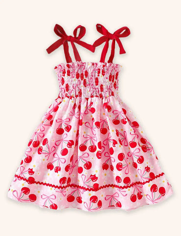 Cherry Suspender Printed Dress