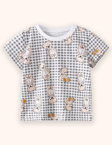 T-shirt stampata con orsetto carino