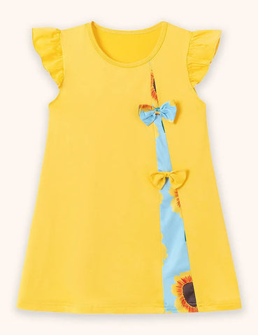 Bow Flower Printed Dress