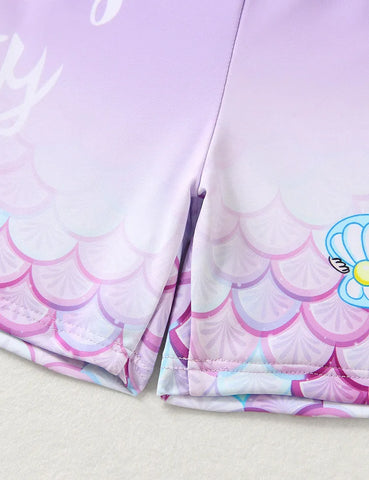 Mermaid Print Split Swimsuit Set