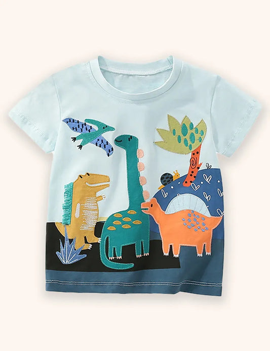 T-shirt con applicazione del mondo dei dinosauri