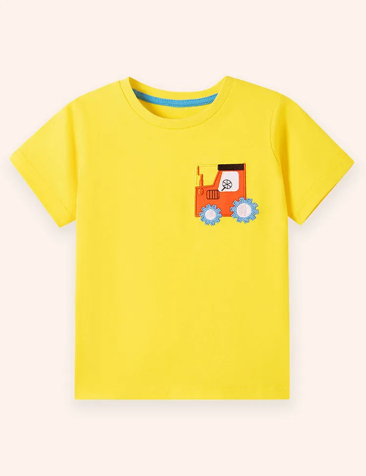 Niedliches T-Shirt Aus Baumwolle Mit Auto-Applikation
