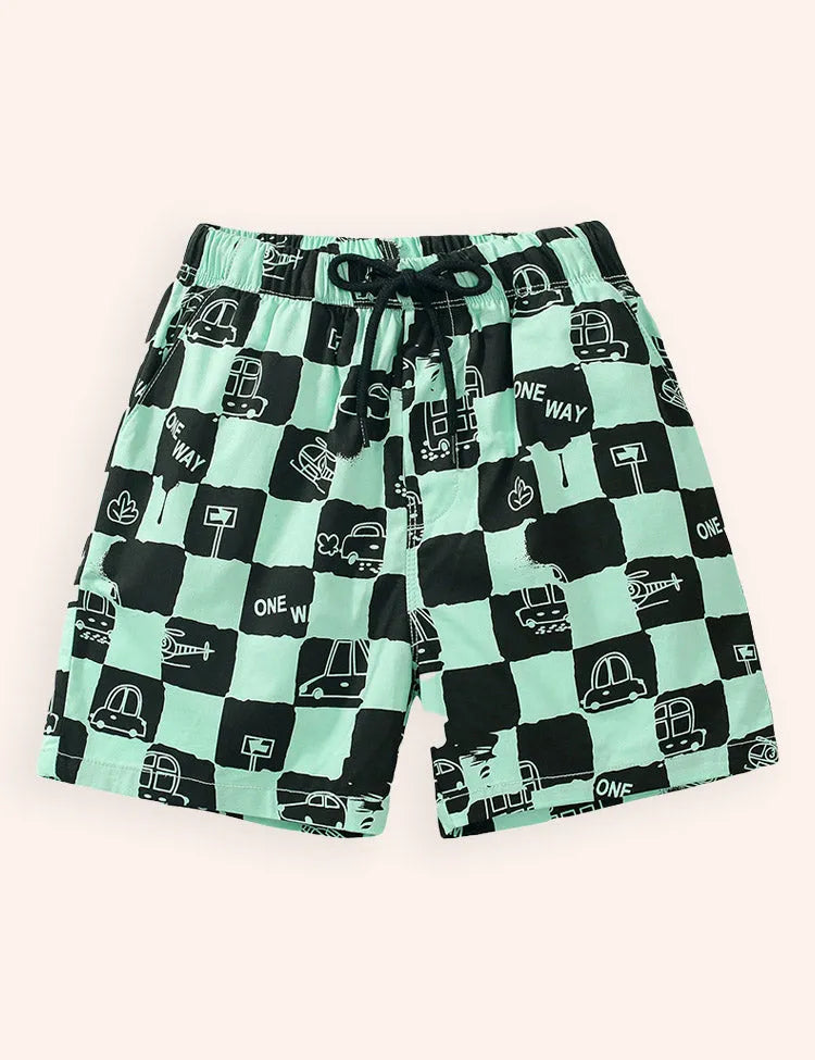 Kariert Bedruckte Baumwoll-Shorts