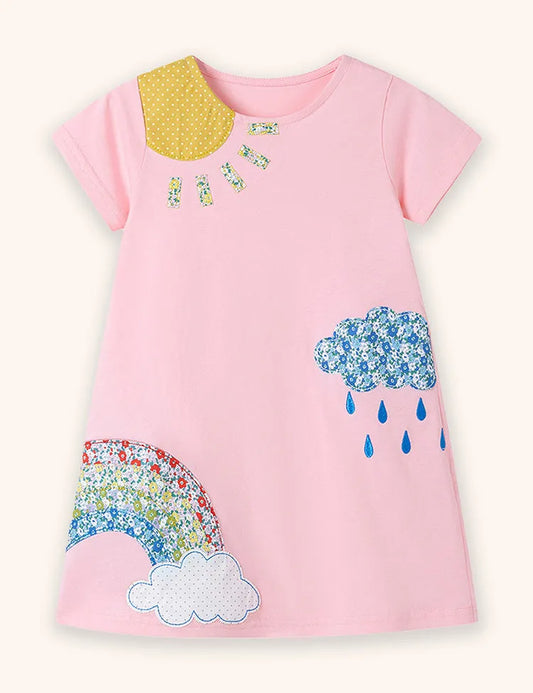 Kleid mit Cartoon-Wetter-Applikation
