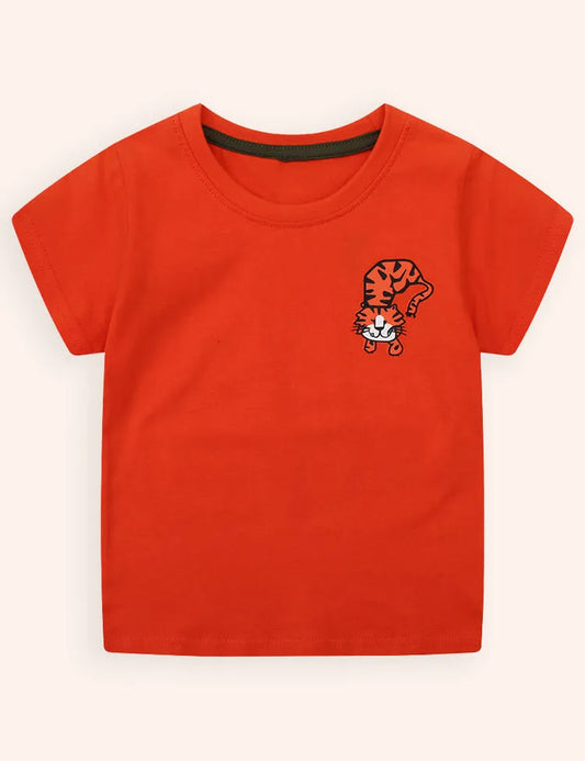 T-shirt in cotone con stampa tigre dei cartoni animati