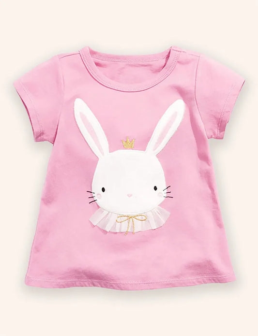 T-shirt con applicazione di coniglietto carino