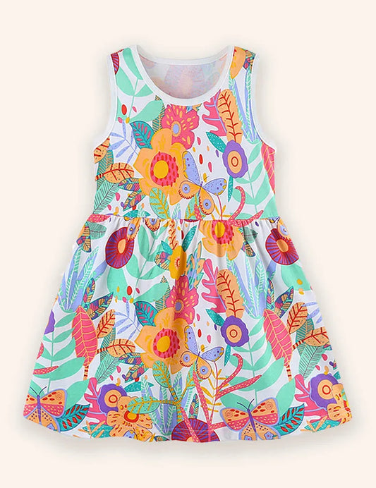 Cartoon Printed Cotton Dress