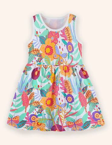 Cartoon Printed Cotton Dress