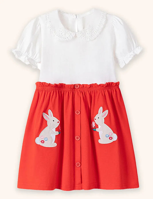 Cartoon Bunny Qpplique Dress