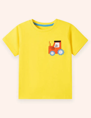 Niedliches T-Shirt Aus Baumwolle Mit Auto-Applikation