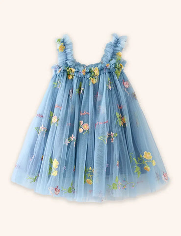 Robe en tulle brodée de fleurs
