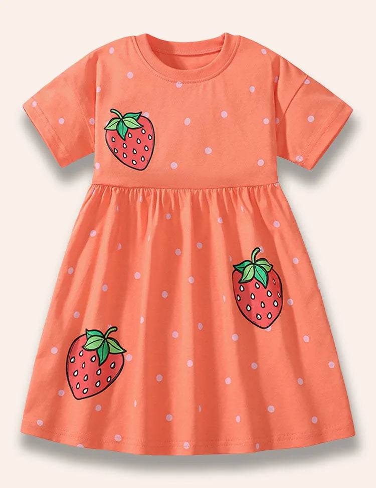 Gepunktetes Kleid Mit Erdbeer-Print