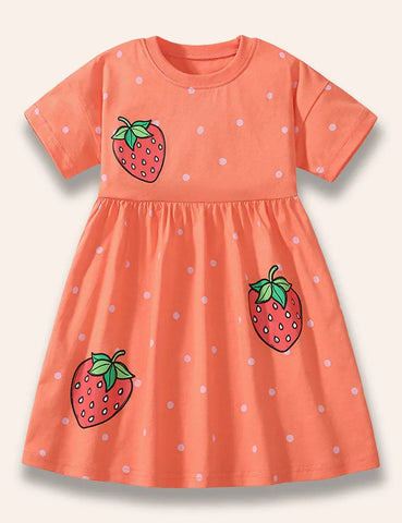 Gepunktetes Kleid Mit Erdbeer-Print