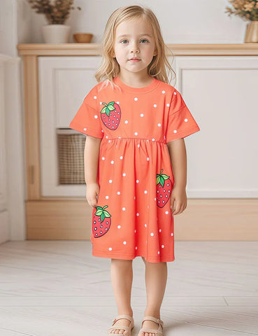Gepunktetes Kleid Mit Erdbeer-Print