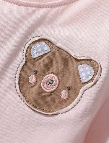 Kleid mit Cartoon-Bären-Applikation und Rüschen