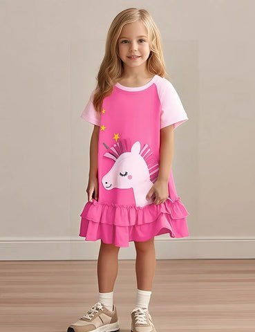 Kleid mit Cartoon-Einhorn-Applikation