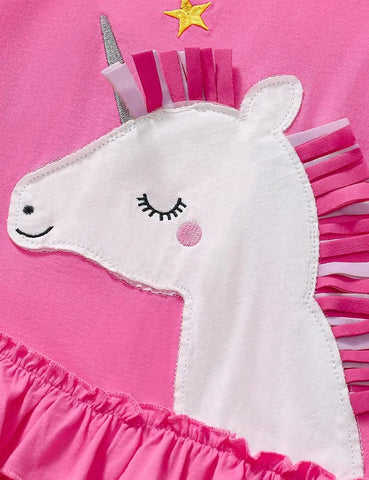 Kleid mit Cartoon-Einhorn-Applikation