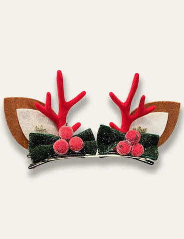 Niedliche Elchgeweih-Haarspange für Weihnachten