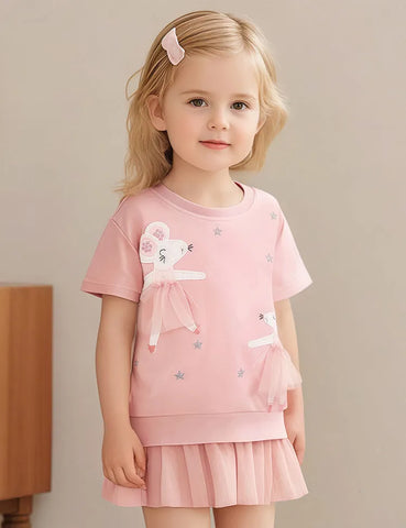 Tanzende Maus Tüll-Kurzarm-Sweatshirt