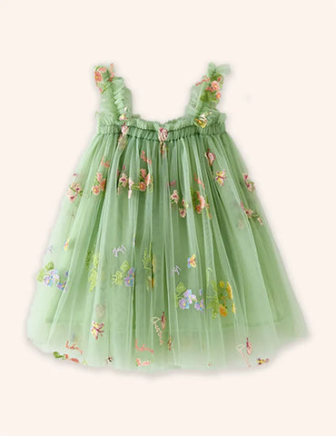 Robe en tulle brodée de fleurs