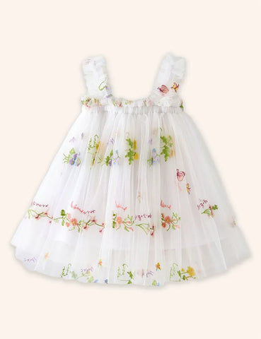 Robe en tulle brodée de fleurs