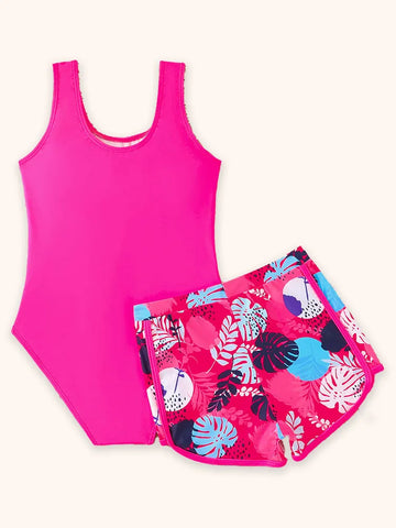 Leaf Printed Swimsuit Set