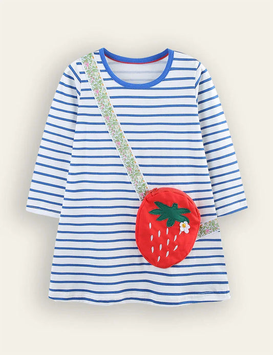 Strawberry Appliqué Bag Dress