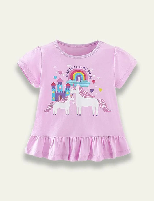 Unicorn Printed Round Neck T-shirt - Mini Taylor