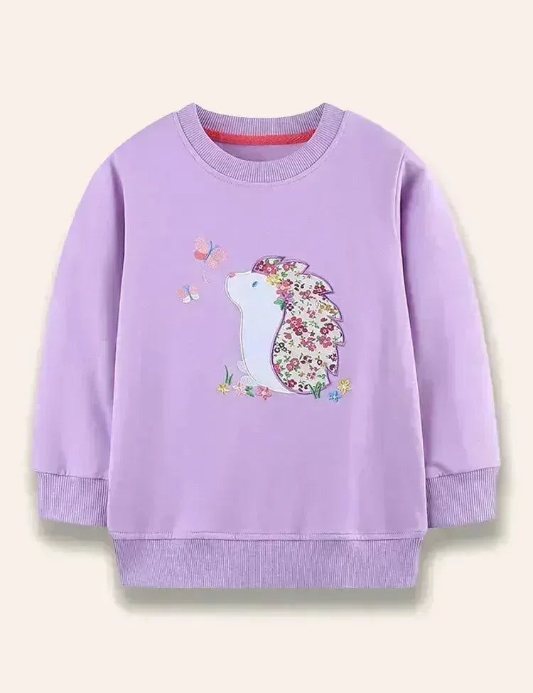 Sweatshirt mit Blumen-Igel-Applikation