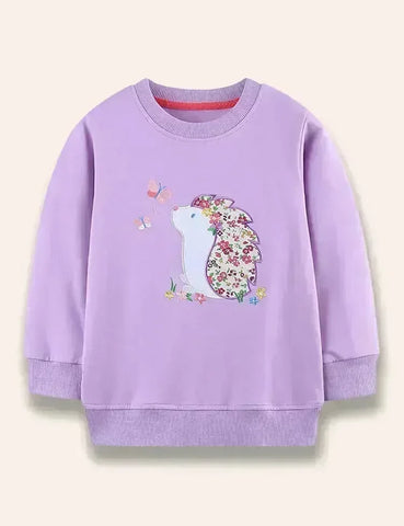 Sweatshirt mit Blumen-Igel-Applikation