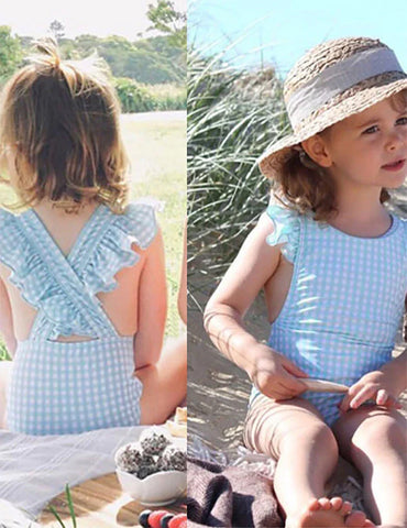 Striped One-piece Swimsuit Set